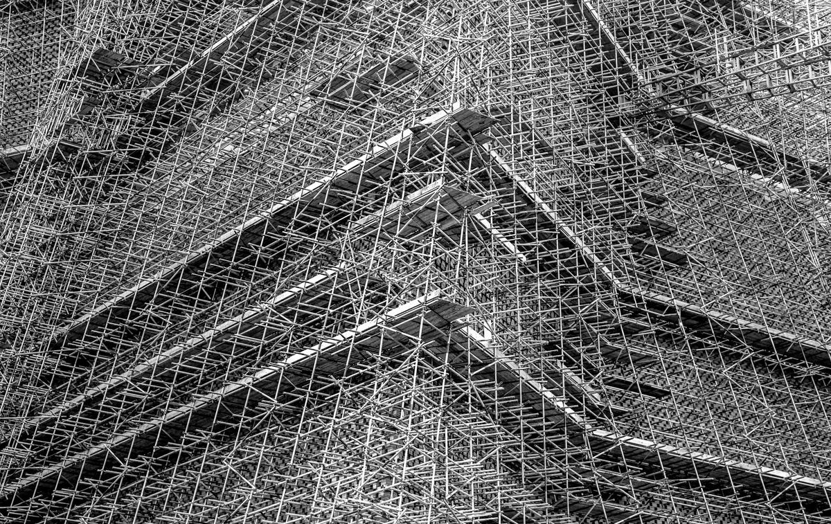 Scaffolding on a London construction site — construction trade skills and career progression in the UK